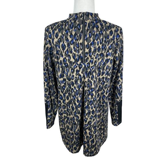 Tyler Boe Animal Print Tunic Top Long Sleeves Classic Timeless Blue Black Small - Picture 7 of 13